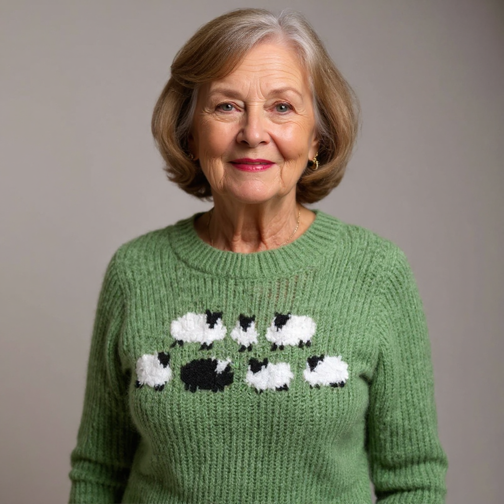 Johanna | Strickpullover mit Schafmotiv in Grün
