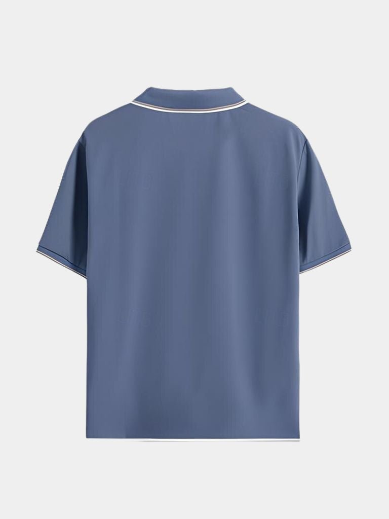 Jonas | Schwarzes Poloshirt mit offenem Kragen