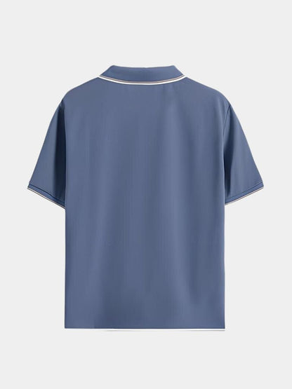 Jonas | Schwarzes Poloshirt mit offenem Kragen