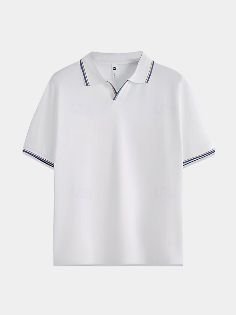 Jonas | Schwarzes Poloshirt mit offenem Kragen