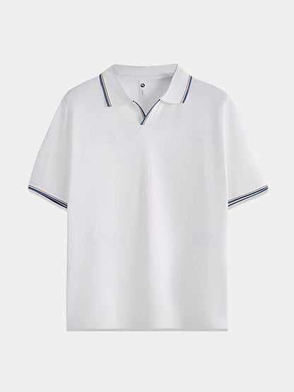 Jonas | Schwarzes Poloshirt mit offenem Kragen