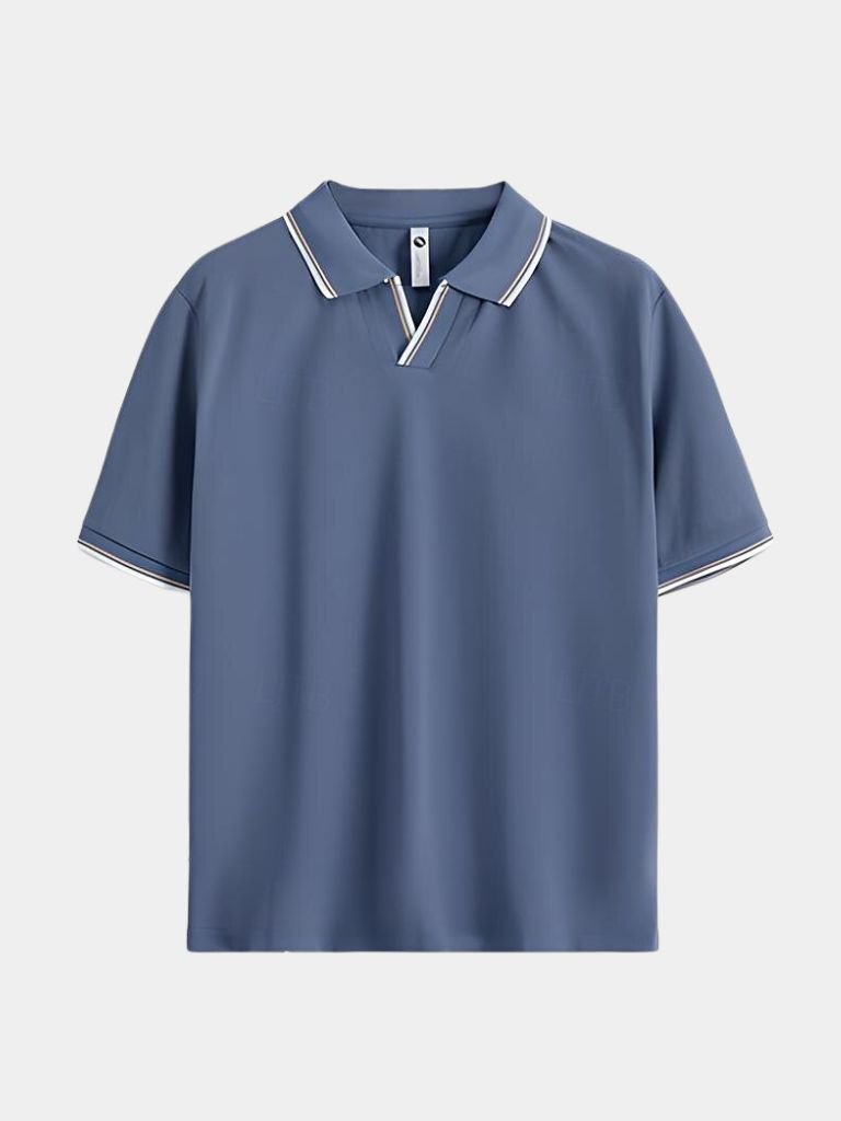 Jonas | Schwarzes Poloshirt mit offenem Kragen