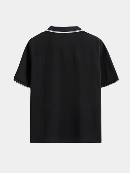 Jonas | Schwarzes Poloshirt mit offenem Kragen
