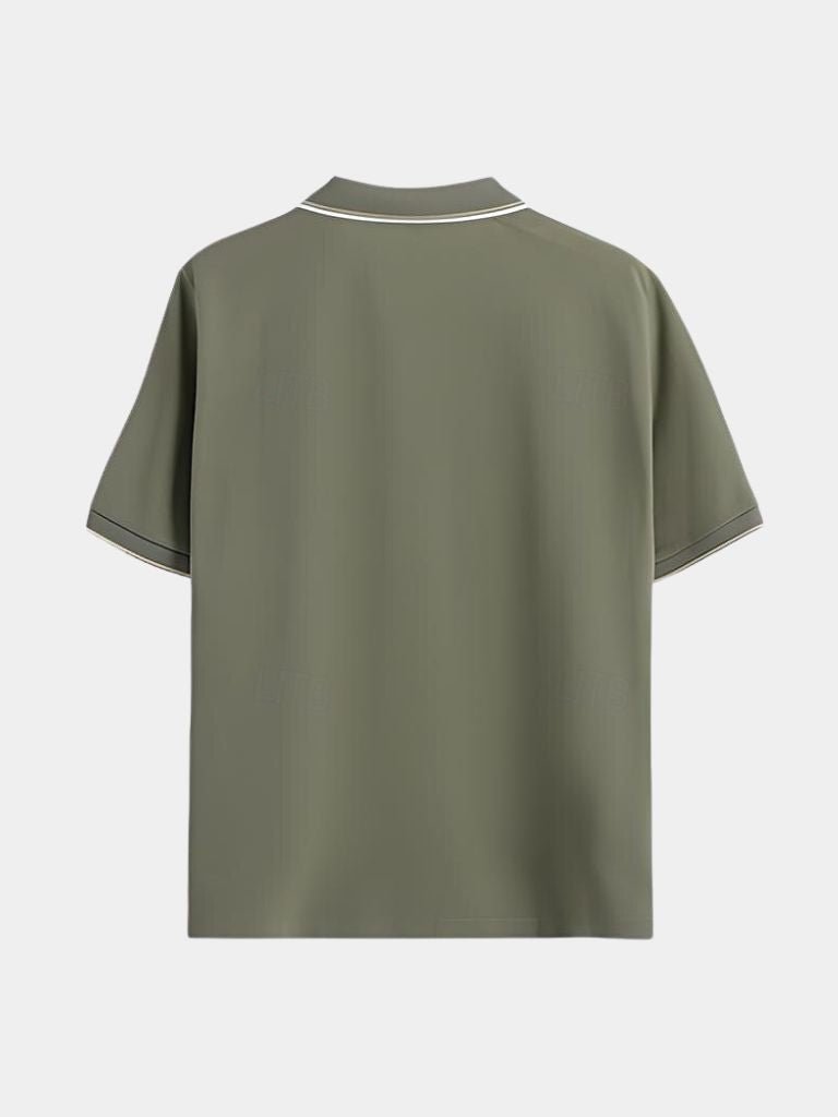Jonas | Schwarzes Poloshirt mit offenem Kragen