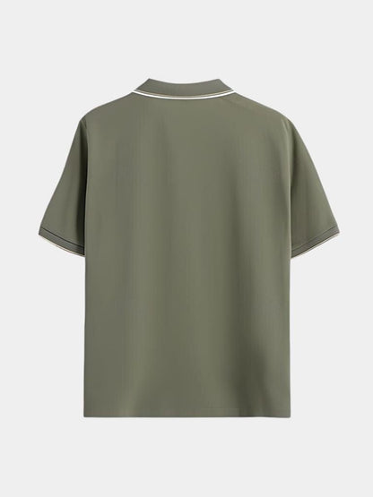 Jonas | Schwarzes Poloshirt mit offenem Kragen