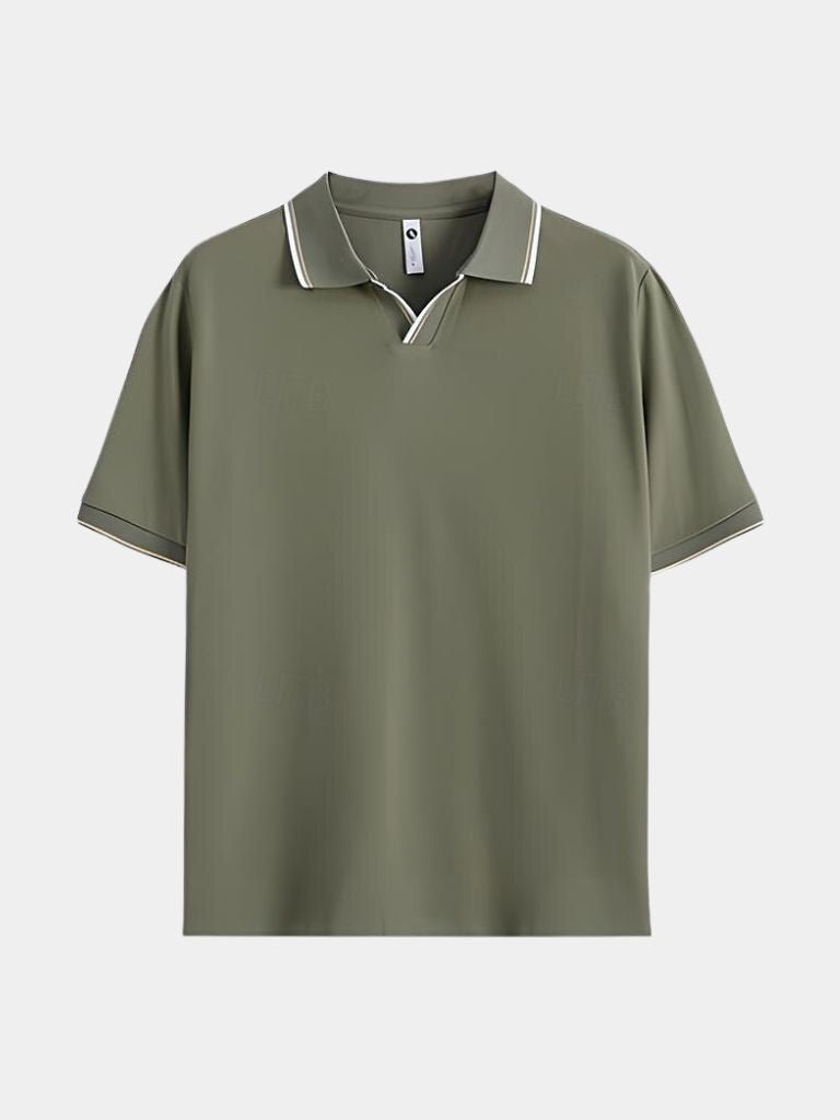 Jonas | Schwarzes Poloshirt mit offenem Kragen
