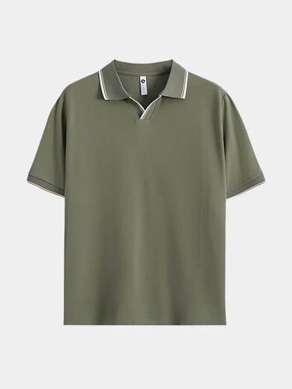 Jonas | Schwarzes Poloshirt mit offenem Kragen