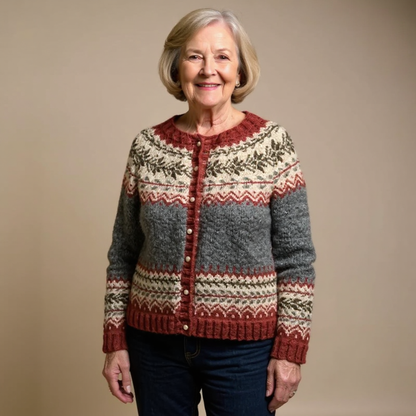 Gisela | Strickjacke mit Fair-Isle-Muster und Knopfleiste in Grau
