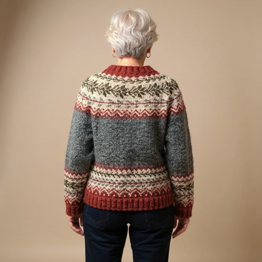 Gisela | Strickjacke mit Fair-Isle-Muster und Knopfleiste in Grau