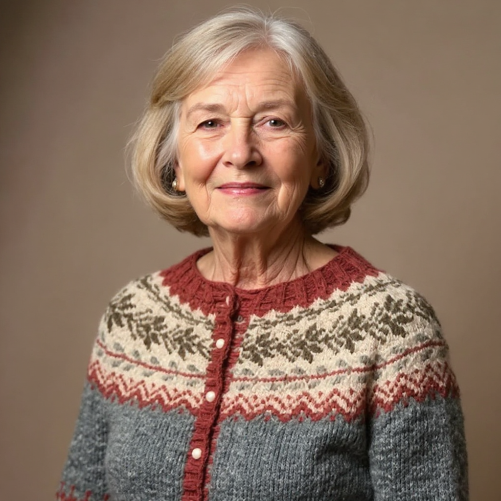 Gisela | Strickjacke mit Fair-Isle-Muster und Knopfleiste in Grau