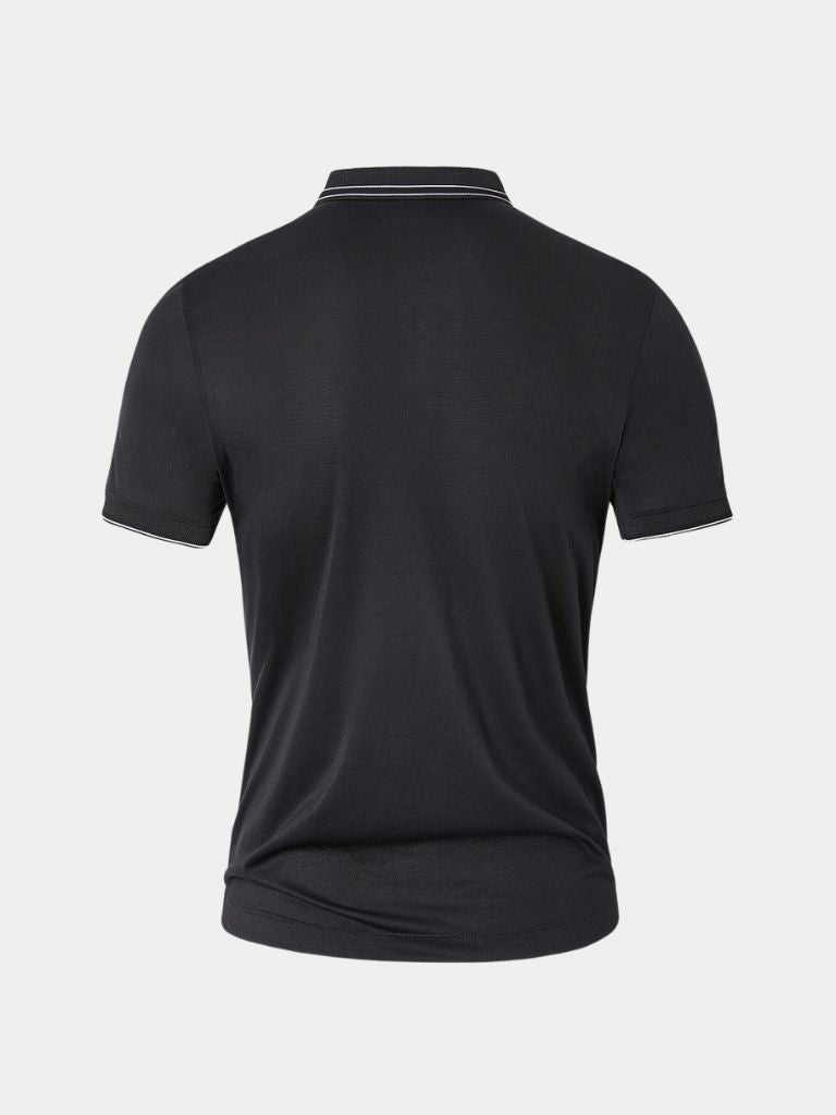 Josef | Schwarzes Poloshirt mit Kontrastdetails