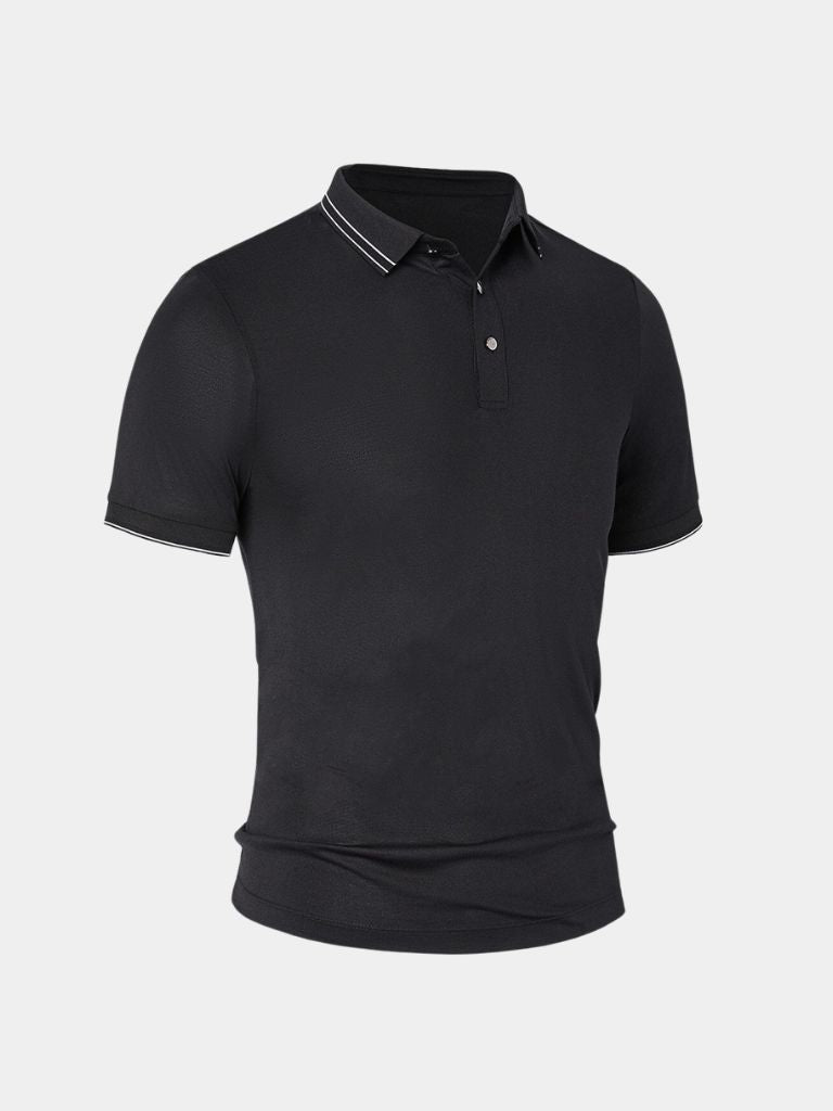 Josef | Schwarzes Poloshirt mit Kontrastdetails