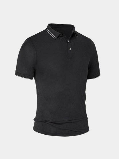 Josef | Schwarzes Poloshirt mit Kontrastdetails