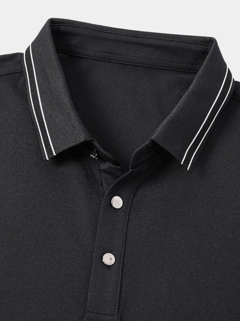 Josef | Schwarzes Poloshirt mit Kontrastdetails