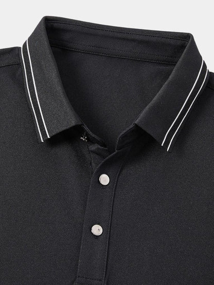 Josef | Schwarzes Poloshirt mit Kontrastdetails
