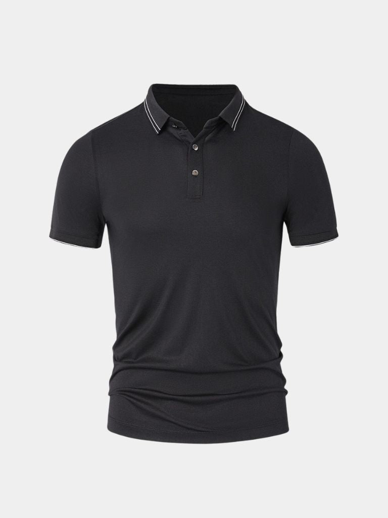 Josef | Schwarzes Poloshirt mit Kontrastdetails