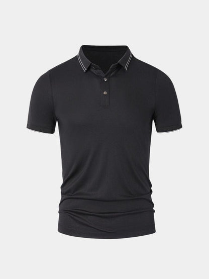 Josef | Schwarzes Poloshirt mit Kontrastdetails