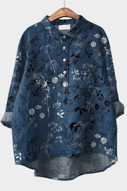 Johanna-Marie | Dunkelblaue Blumenbluse
