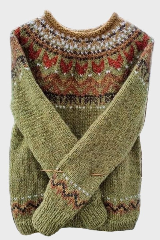 Joanne | Fair-Isle-Pullover in Olivgrün