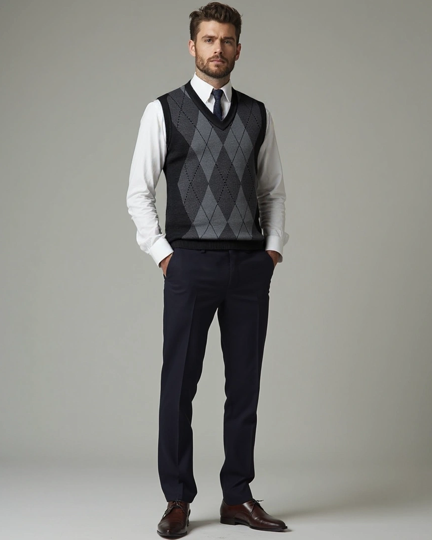 Jonathan | Grauer Argyle-Strickpullunder