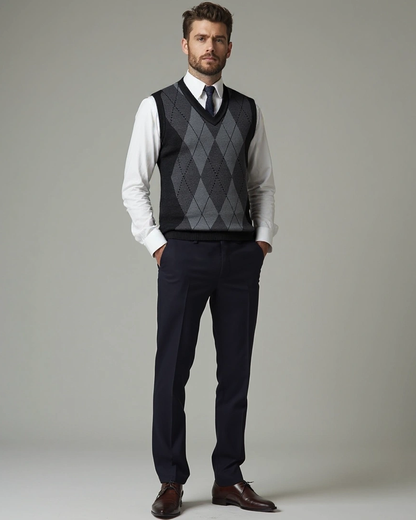 Jonathan | Grauer Argyle-Strickpullunder