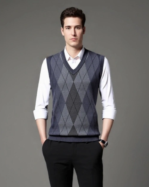 Jonathan | Grauer Argyle-Strickpullunder