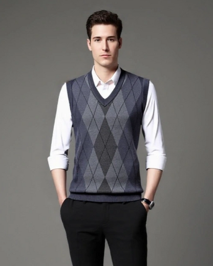 Jonathan | Grauer Argyle-Strickpullunder