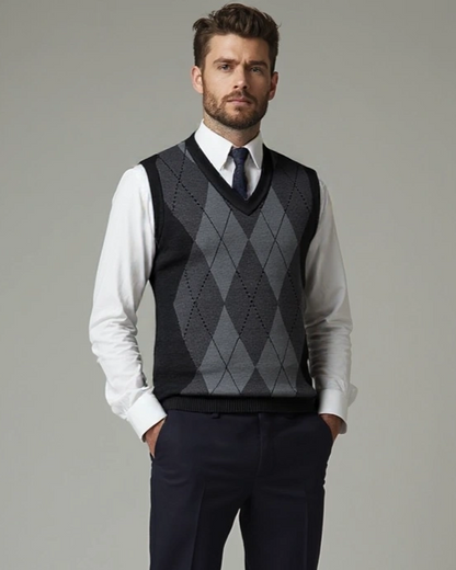 Jonathan | Grauer Argyle-Strickpullunder