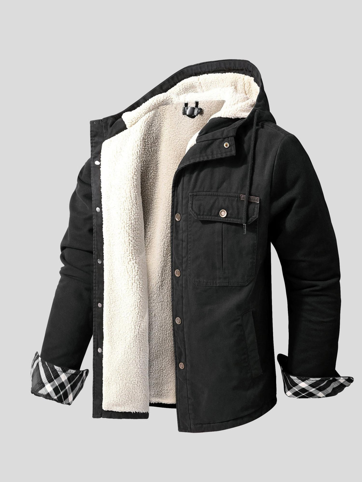 Jonathan | Schwarze Winterjacke mit Teddyfutter