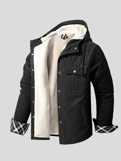 Jonathan | Schwarze Winterjacke mit Teddyfutter