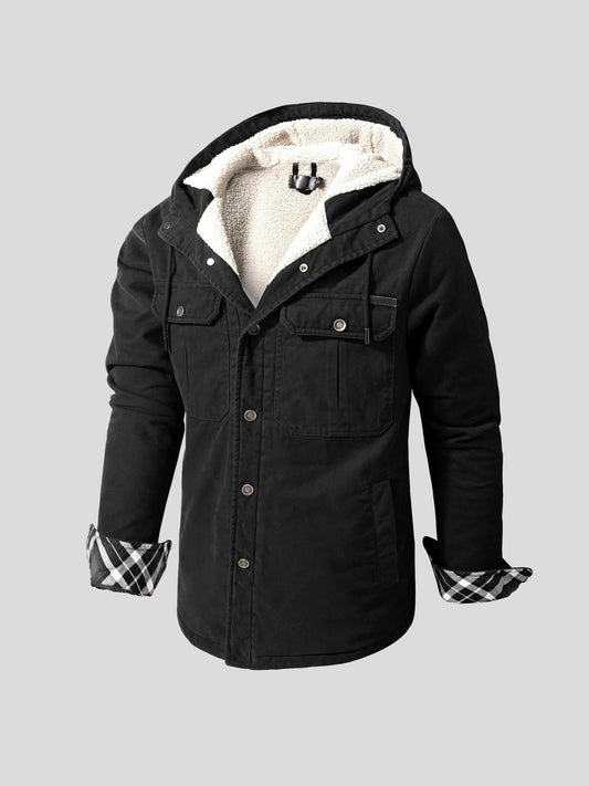 Jonathan | Schwarze Winterjacke mit Teddyfutter