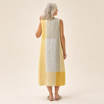 Katja | Ärmelloses Sommerkleid in Gelb und Grau
