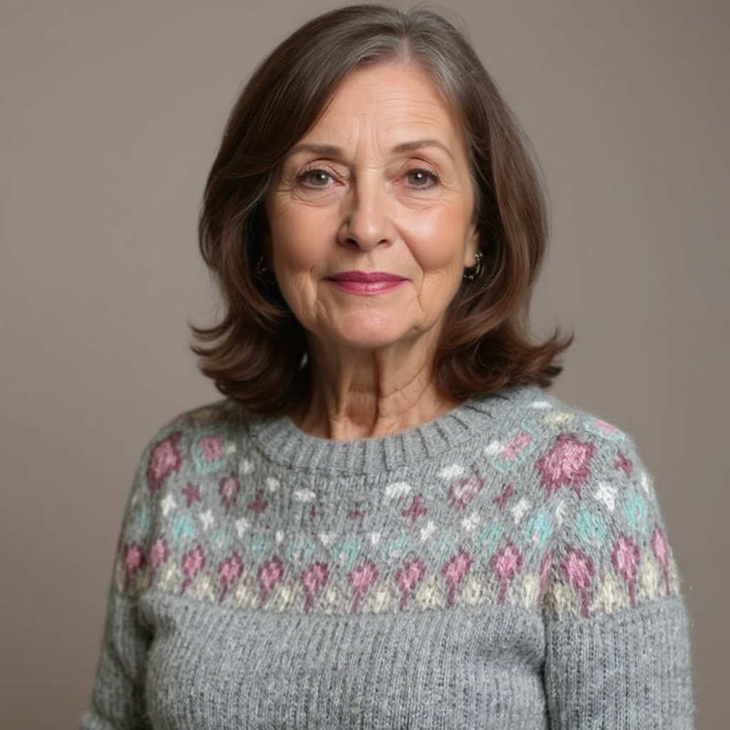 Jutta | Strickpullover mit Fair-Isle-Muster in Grau und Rosa