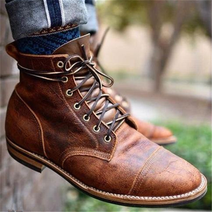 Julian | Braune Vintage-Schnürstiefel