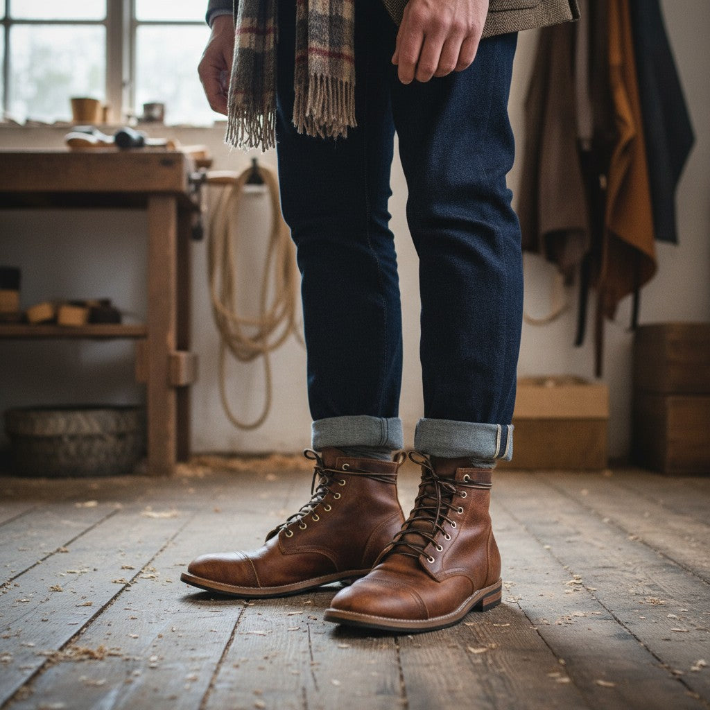 Julian | Braune Vintage-Schnürstiefel