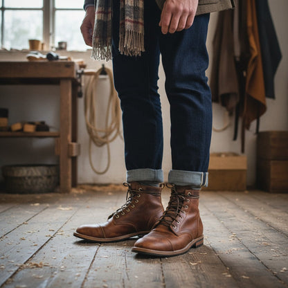 Julian | Braune Vintage-Schnürstiefel