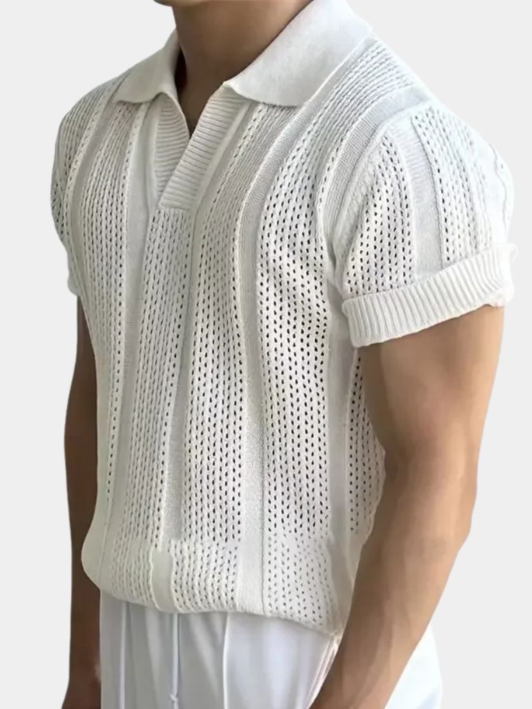 Karl | Cremefarbenes Poloshirt mit Struktur