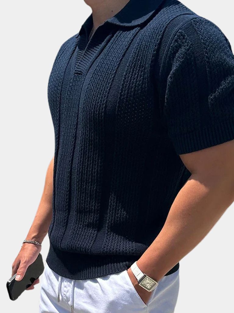 Karl | Cremefarbenes Poloshirt mit Struktur