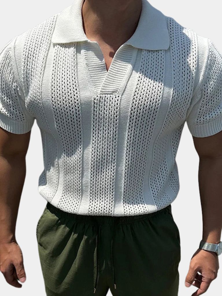 Karl | Cremefarbenes Poloshirt mit Struktur
