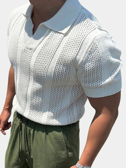 Karl | Cremefarbenes Poloshirt mit Struktur