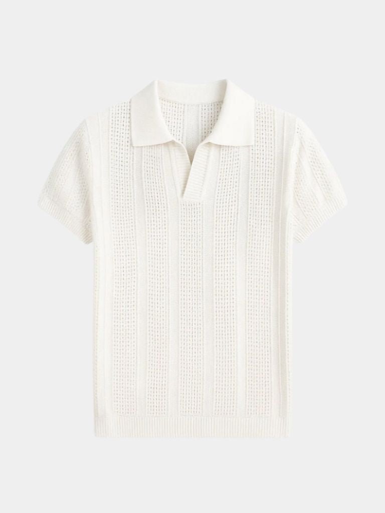Karl | Cremefarbenes Poloshirt mit Struktur