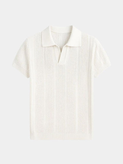 Karl | Cremefarbenes Poloshirt mit Struktur