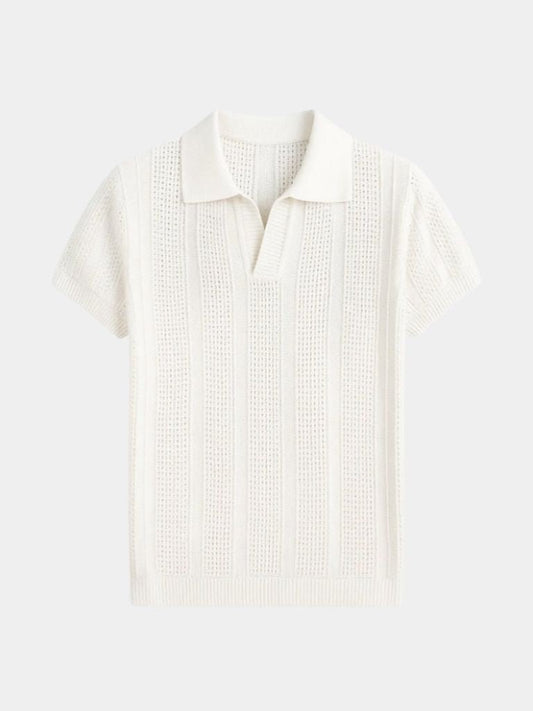 Karl | Cremefarbenes Poloshirt mit Struktur