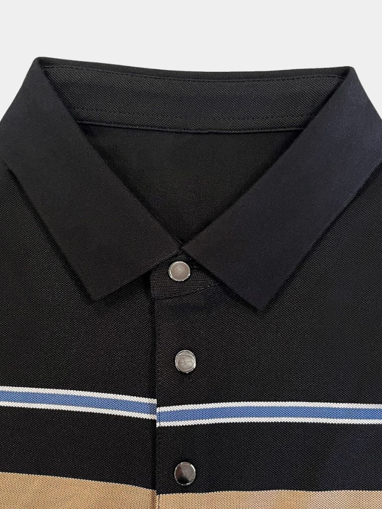 Knut | Weißes Poloshirt mit mehrfarbigen Streifen
