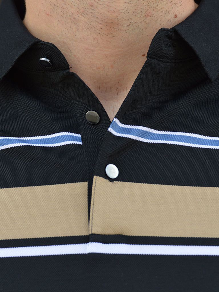 Knut | Weißes Poloshirt mit mehrfarbigen Streifen