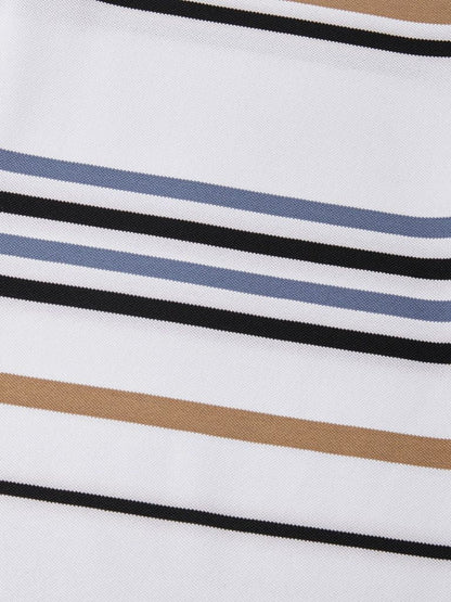 Knut | Weißes Poloshirt mit mehrfarbigen Streifen