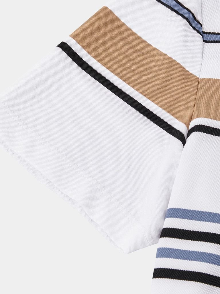 Knut | Weißes Poloshirt mit mehrfarbigen Streifen