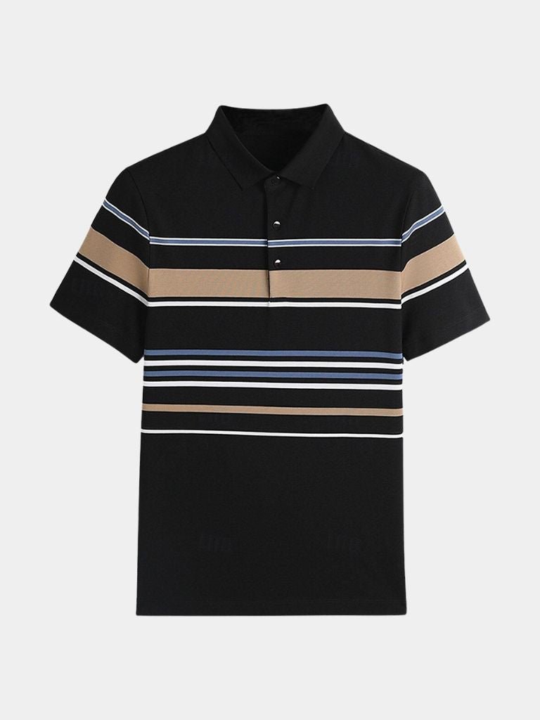 Knut | Weißes Poloshirt mit mehrfarbigen Streifen