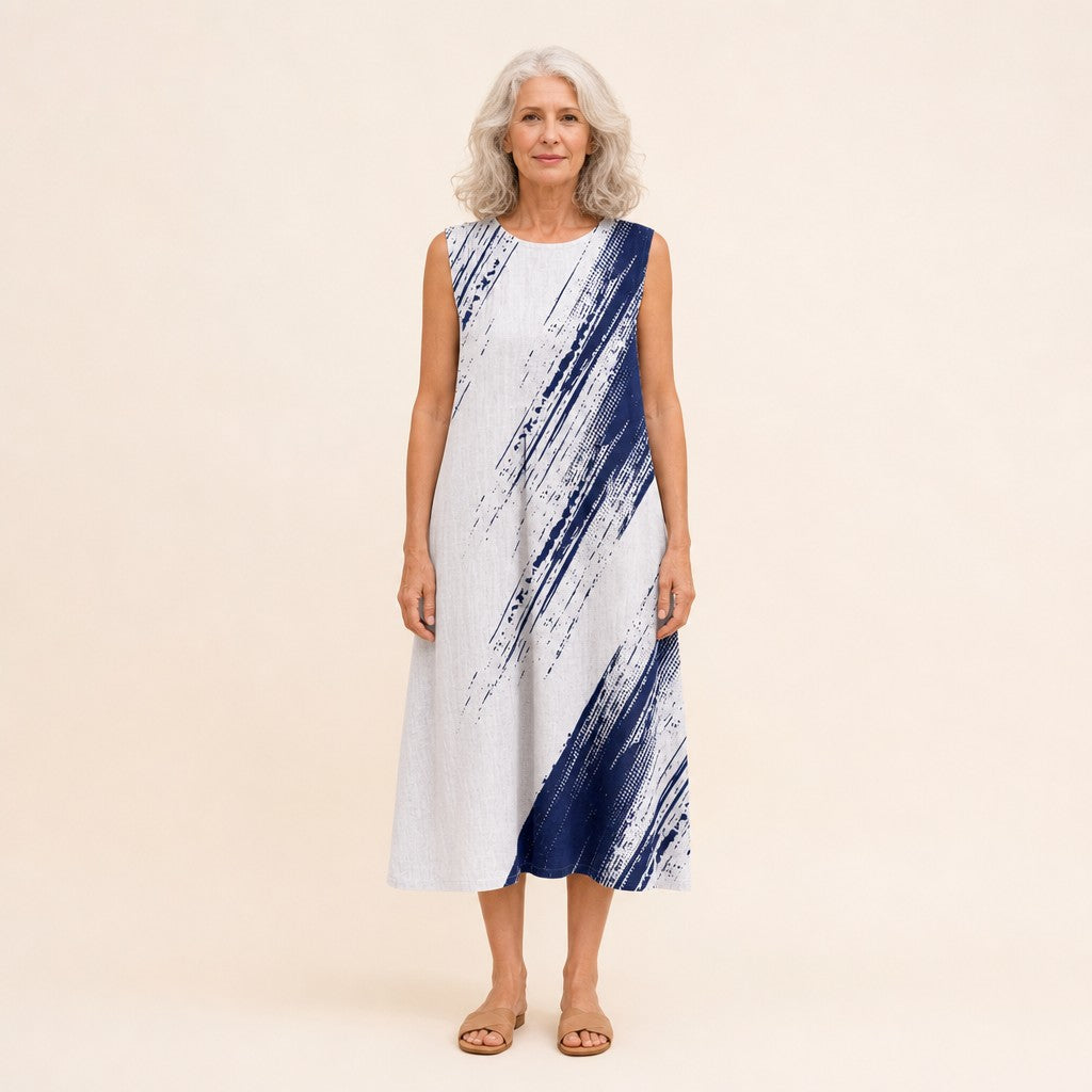 Regina | Ärmelloses Sommerkleid mit Pinselstrichen
