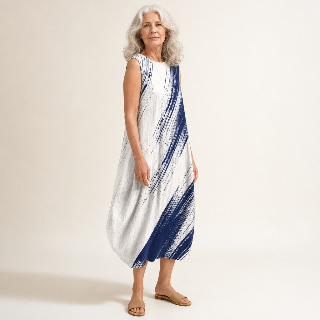 Regina | Ärmelloses Sommerkleid mit Pinselstrichen